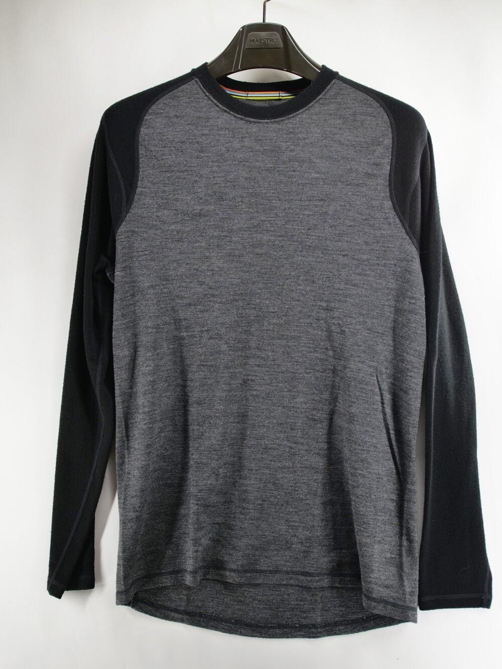 Smartwool 100% Merino Wool Long Sleeve Shirt Mens Large Gray Black Base Layer